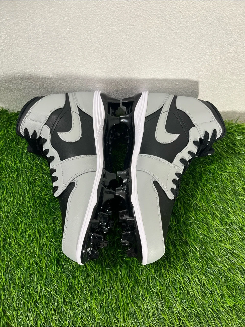 Mens Size 10 Nike Air Jordan 1 Mid TD Shadow Black Grey Football FJ6805 002